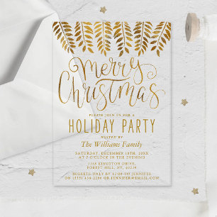 Invitaciones Acrílicas Efecto Relieve metalizado dorado Tipografía Feliz