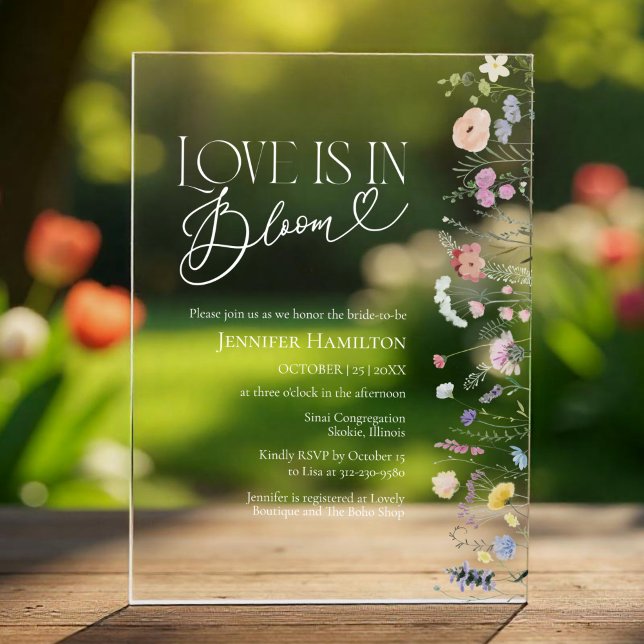 Invitaciones Acrílicas El amor está en flor | Flor silvestre Boho Bridal  (Subido por el creador)