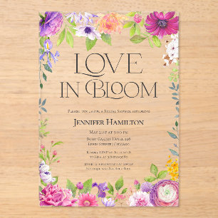 Invitaciones Acrílicas El amor está en flor   Regader de boda floral de a