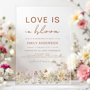 Invitaciones Acrílicas El amor está en la ducha de flores silvestres en f