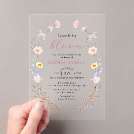 Invitaciones Acrílicas El Amor Está En La Flor De Flor Silvestre En La Du