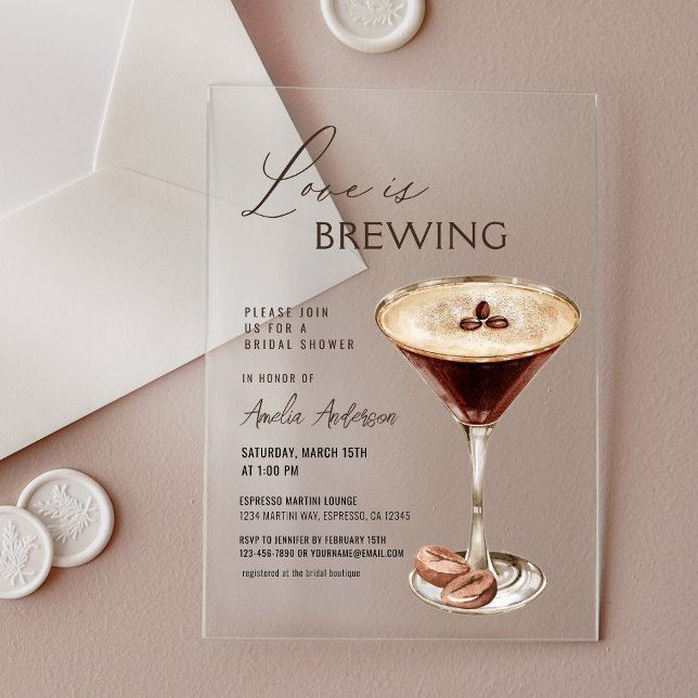 Invitaciones Acrílicas El amor está preparando la ducha de novia Espresso (Subido por el creador)