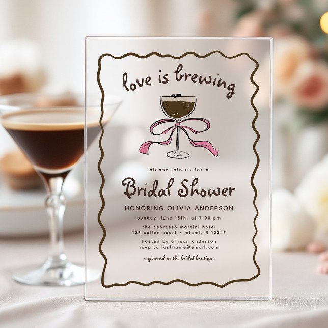 Invitaciones Acrílicas El amor está preparando la ducha de novia Espresso (Subido por el creador)