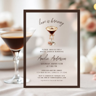 Invitaciones Acrílicas El amor está preparando la ducha de novia Espresso