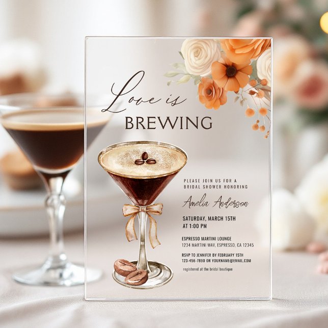 Invitaciones Acrílicas El amor está preparando la ducha de novia Espresso (Subido por el creador)