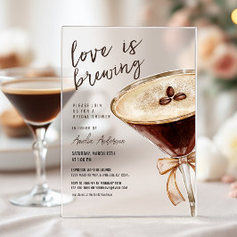 Invitaciones Acrílicas El amor está preparando la ducha de novia Espresso