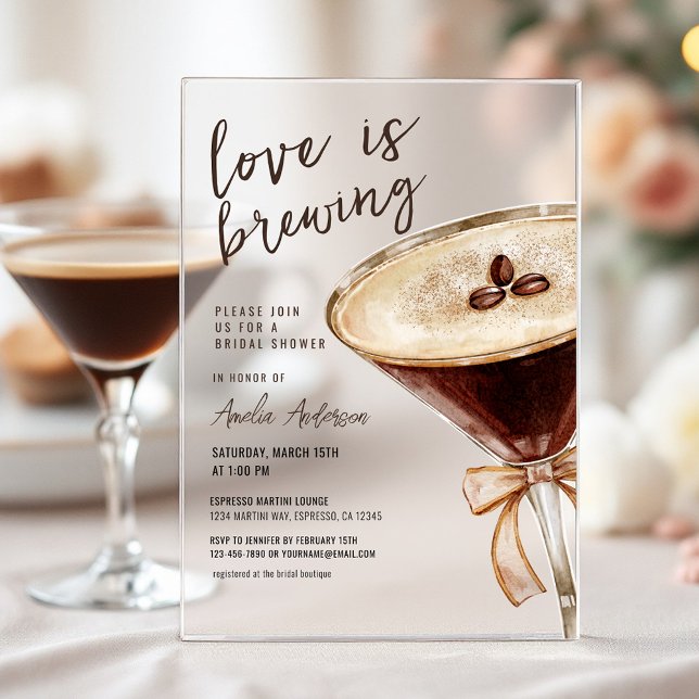 Invitaciones Acrílicas El amor está preparando la ducha de novia Espresso (Subido por el creador)