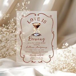 Invitaciones Acrílicas El amor está preparando la ducha de novia Espresso