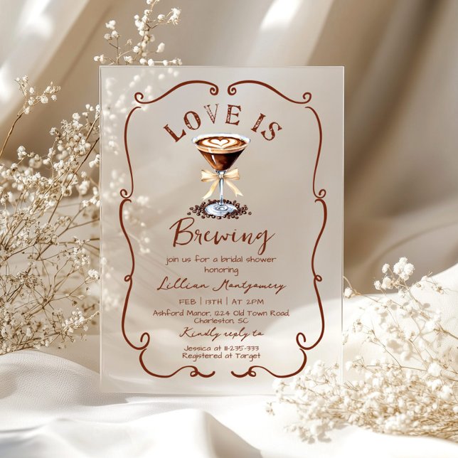 Invitaciones Acrílicas El amor está preparando la ducha de novia Espresso (Subido por el creador)