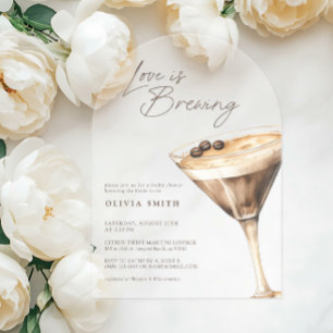 Invitaciones Acrílicas El amor está preparando la ducha de novia Espresso