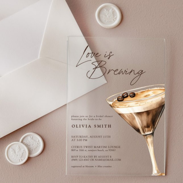 Invitaciones Acrílicas El amor está preparando la ducha de novia Espresso (Subido por el creador)