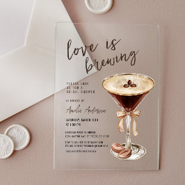 Invitaciones Acrílicas El amor está preparando un Martini de Espresso Bri