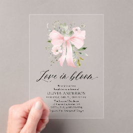 Invitaciones Acrílicas El amor floral rosado moderno en ducha de novias e