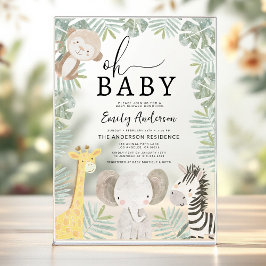 Invitaciones Acrílicas El Baby Shower de Niño Animal Safari
