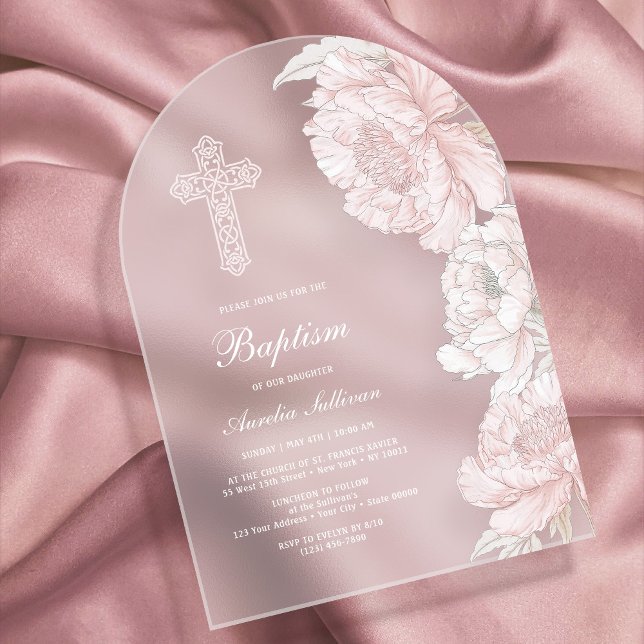 Invitaciones Acrílicas El bautismo artístico de los pueblos blancos rosad (Subido por el creador)