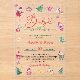 Invitaciones Acrílicas El bebe de invierno es el color de agua frío Baby 