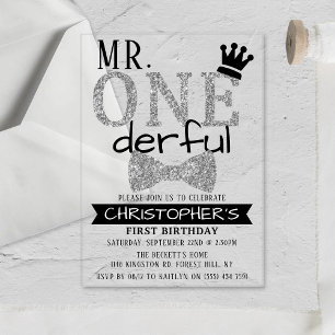 Invitaciones Acrílicas El Cumpleaños número 1 de Sr. ONEderful