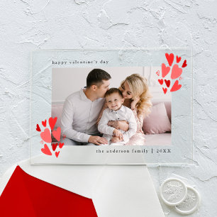 Invitaciones Acrílicas El día de San Valentín fotográfico Corto Rojo