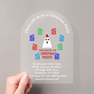 Invitaciones Acrílicas El Fantasma de los Regalos de Navidad Divertido Pe