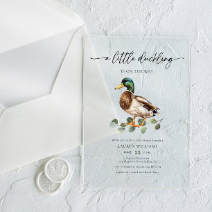 Invitaciones Acrílicas El Patito Está En Camino Fiesta De Bebé Pato