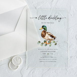 Invitaciones Acrílicas El Patito Está En Camino Fiesta De Bebé Pato