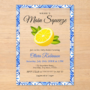 Invitaciones Acrílicas El principal apretón de la mamá Baby Shower de lim
