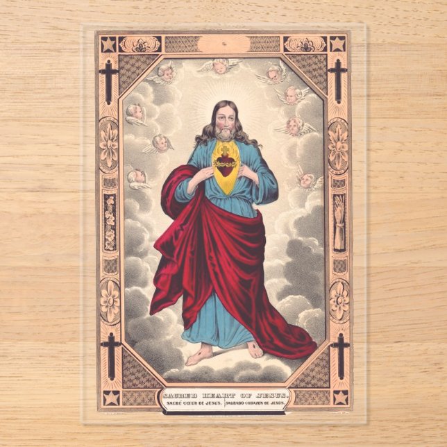 Invitaciones Acrílicas El Sagrado Corazón de Jesús (Anverso)