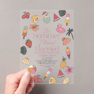 Invitaciones Acrílicas El verano en que me casé con una ducha tropical de