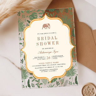 Invitaciones Acrílicas Elefante de Bosque Tropical Baño de Novia Indio