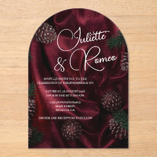 Invitaciones Acrílicas Elegancia Borgoña