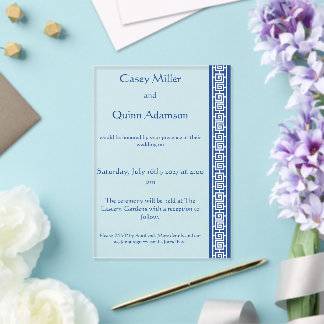 Invitaciones Acrílicas Elegancia China en Azul Acrílico Boda