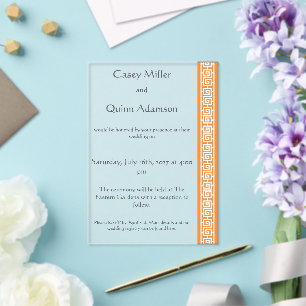 Invitaciones Acrílicas Elegancia China en Boda de Acrílico Naranja