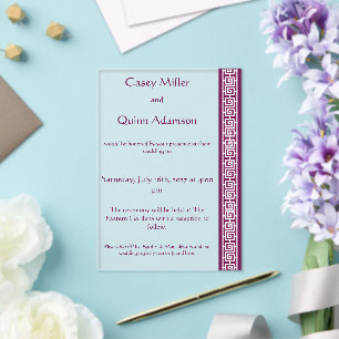 Invitaciones Acrílicas Elegancia China en Vino Acrílico Boda