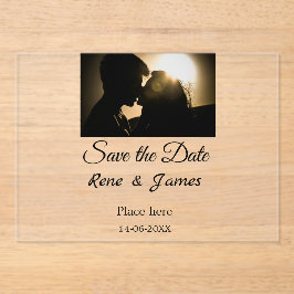 Invitaciones Acrílicas Elegancia clásica minimalista de color negro con f