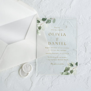 Invitaciones Acrílicas Elegancia de Hoja Verde Boda Moderna