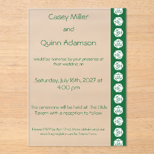 Invitaciones Acrílicas Elegancia de Mesa en Verde Acrílico de Boda