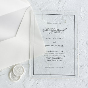 Invitaciones Acrílicas Elegancia Italiana Clásica Boda