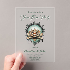 Invitaciones Acrílicas Elegancia meditativa. Flor de loto exquisita