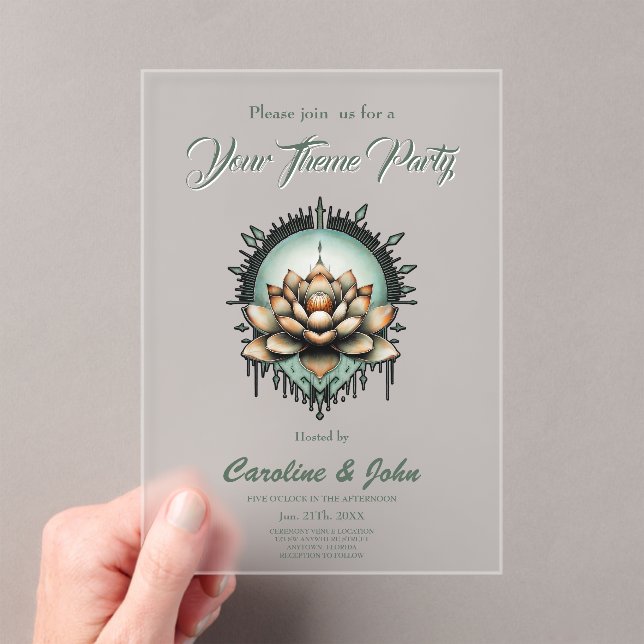 Invitaciones Acrílicas Elegancia meditativa. Flor de loto exquisita (Insitu (portátil))