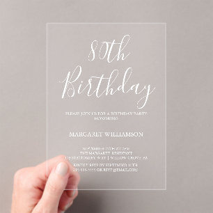 Invitaciones Acrílicas Elegancia moderna 80 cumpleaños