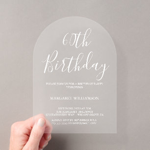 Invitaciones Acrílicas Elegancia Moderna Cumpleaños 60