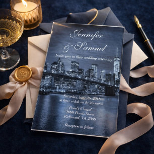 Invitaciones Acrílicas Elegancia Moderna de la Silueta de NYC