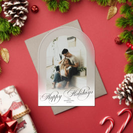 Invitaciones Acrílicas Elegant Arch 1 Photo Merry Christmas Holiday Card