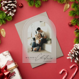 Invitaciones Acrílicas Elegant Arch 1 Photo Merry Christmas Holiday Card
