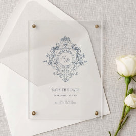 Invitaciones Acrílicas Elegant Baroque Crest Wedding Acrylic Invitation