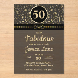 Invitaciones Acrílicas Elegant Black and Flat Gold ANY AGE Birthday Party