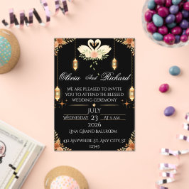 Invitaciones Acrílicas Elegant Black & Gold Wedding Invitation Template