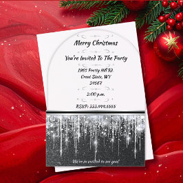 Invitaciones Acrílicas Elegant Black with Silver Accents Christmas Party