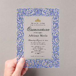 Invitaciones Acrílicas Elegant Blue 15th Birthday Quinceanera