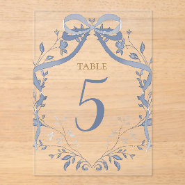 Invitaciones Acrílicas elegant blue bow table number